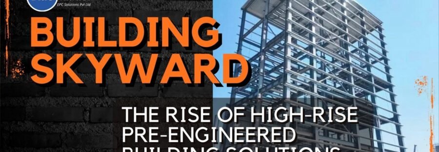 Close-up of a high-rise PEB building's corner, revealing intricate steel framework and precision-engineered components.