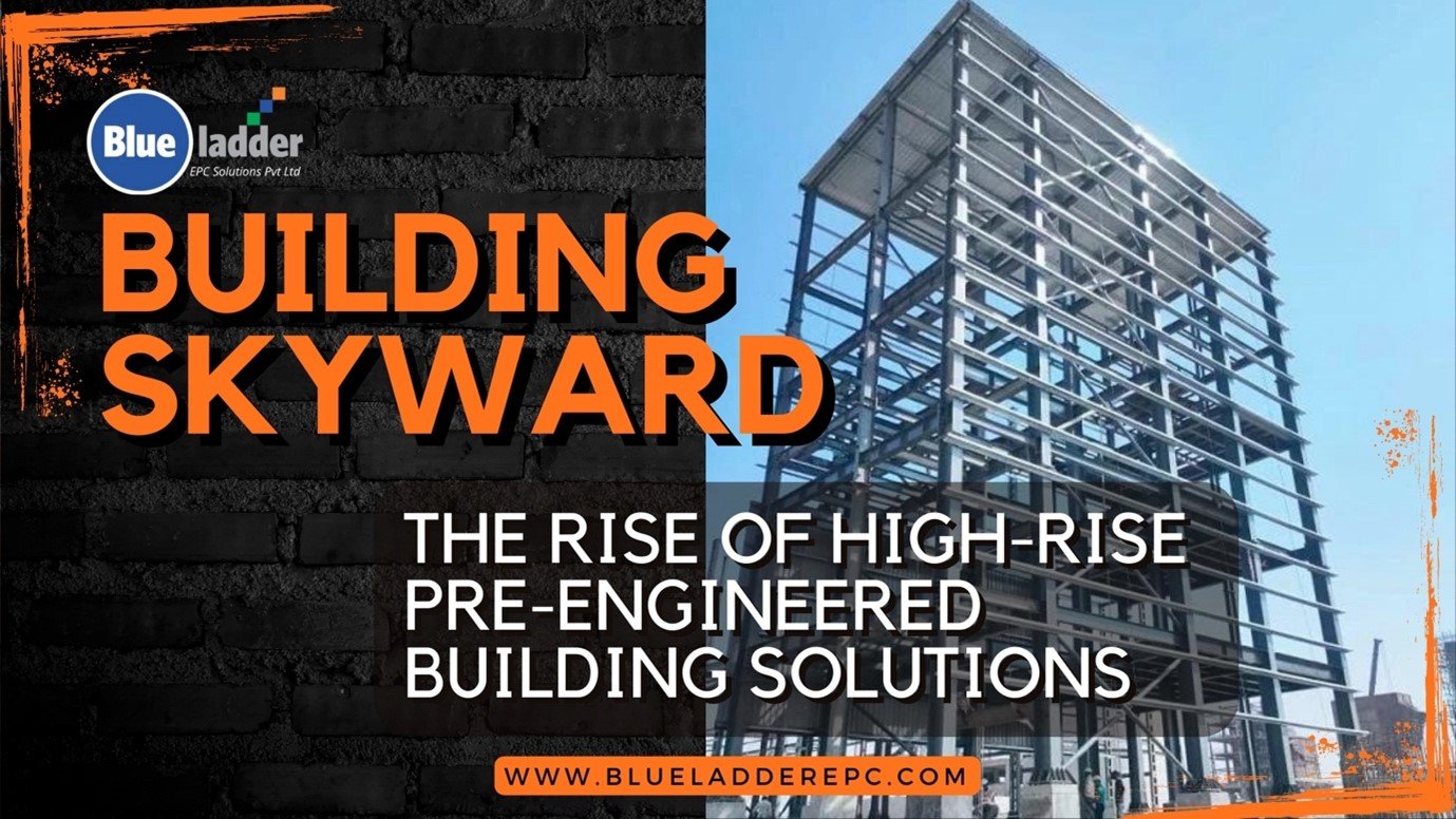 Close-up of a high-rise PEB building's corner, revealing intricate steel framework and precision-engineered components.